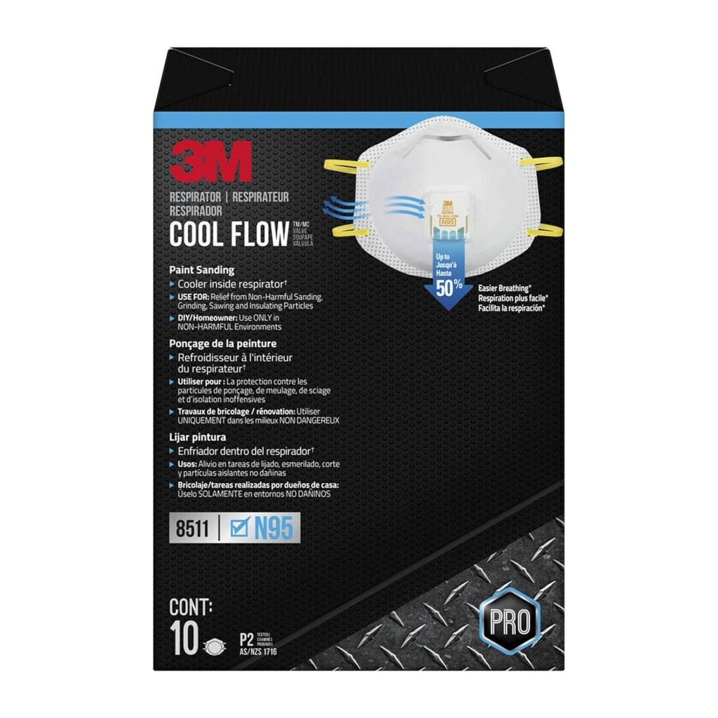 3M Respirator, Cool Flow Valve, Paint Sanding, Lightweight, Disposable, Filter Media, Stretchable, Easy Breathing
